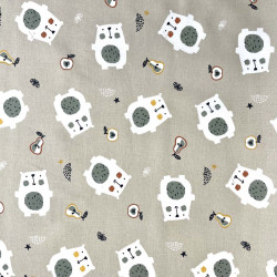 Printed Cotton GUGEO Greige / Mouse Gray